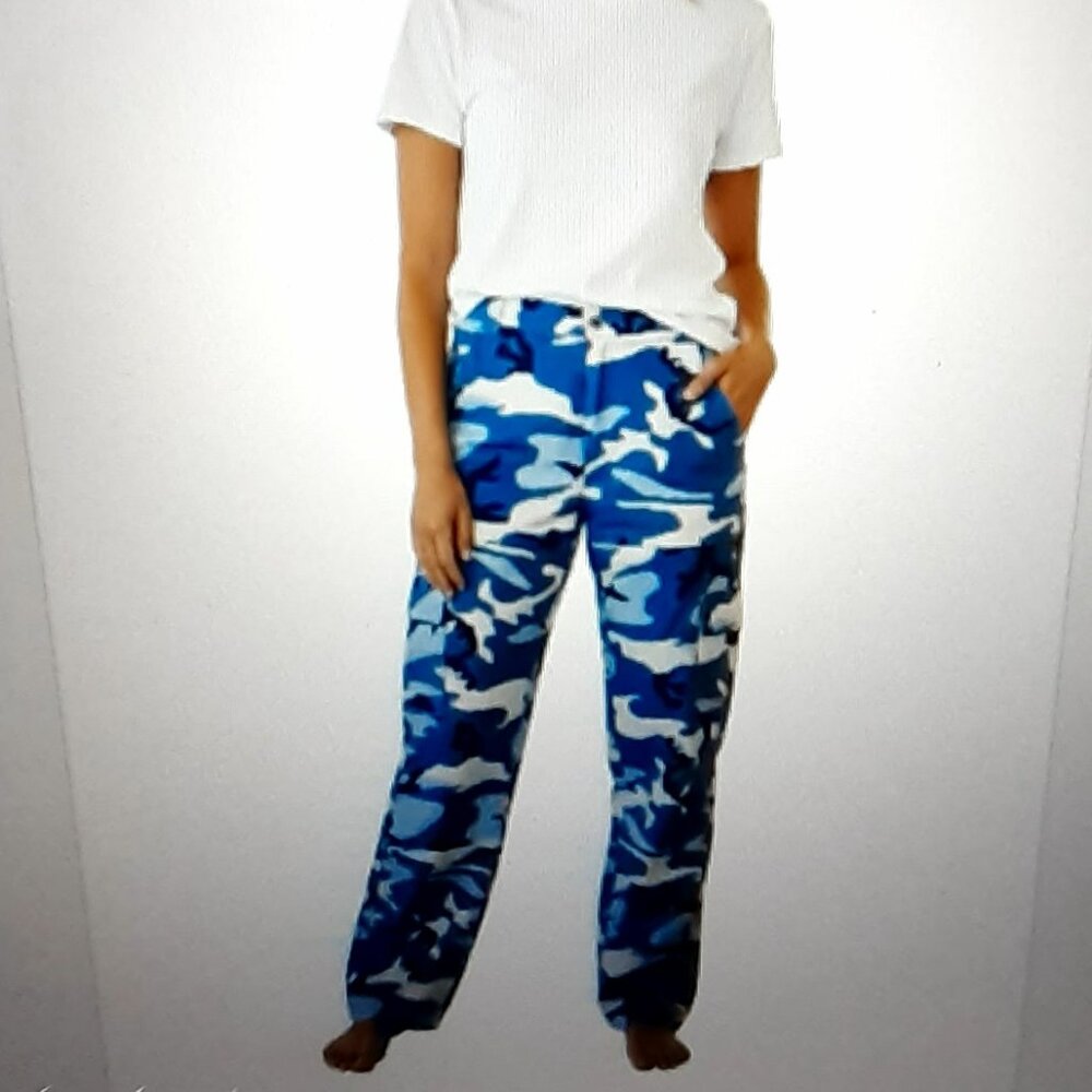 Instant Action Pants To Shorts Size M blue camouflage Jogging Pants#435